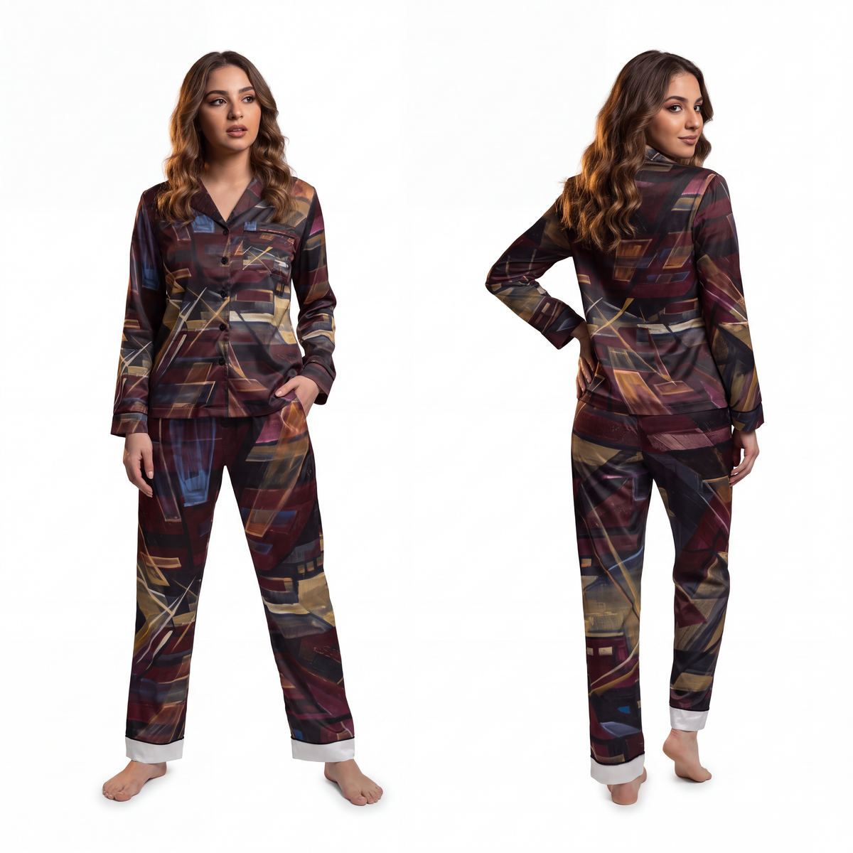 Women's Satin Pajamas - Urban Luxury | Echovira Gallery
