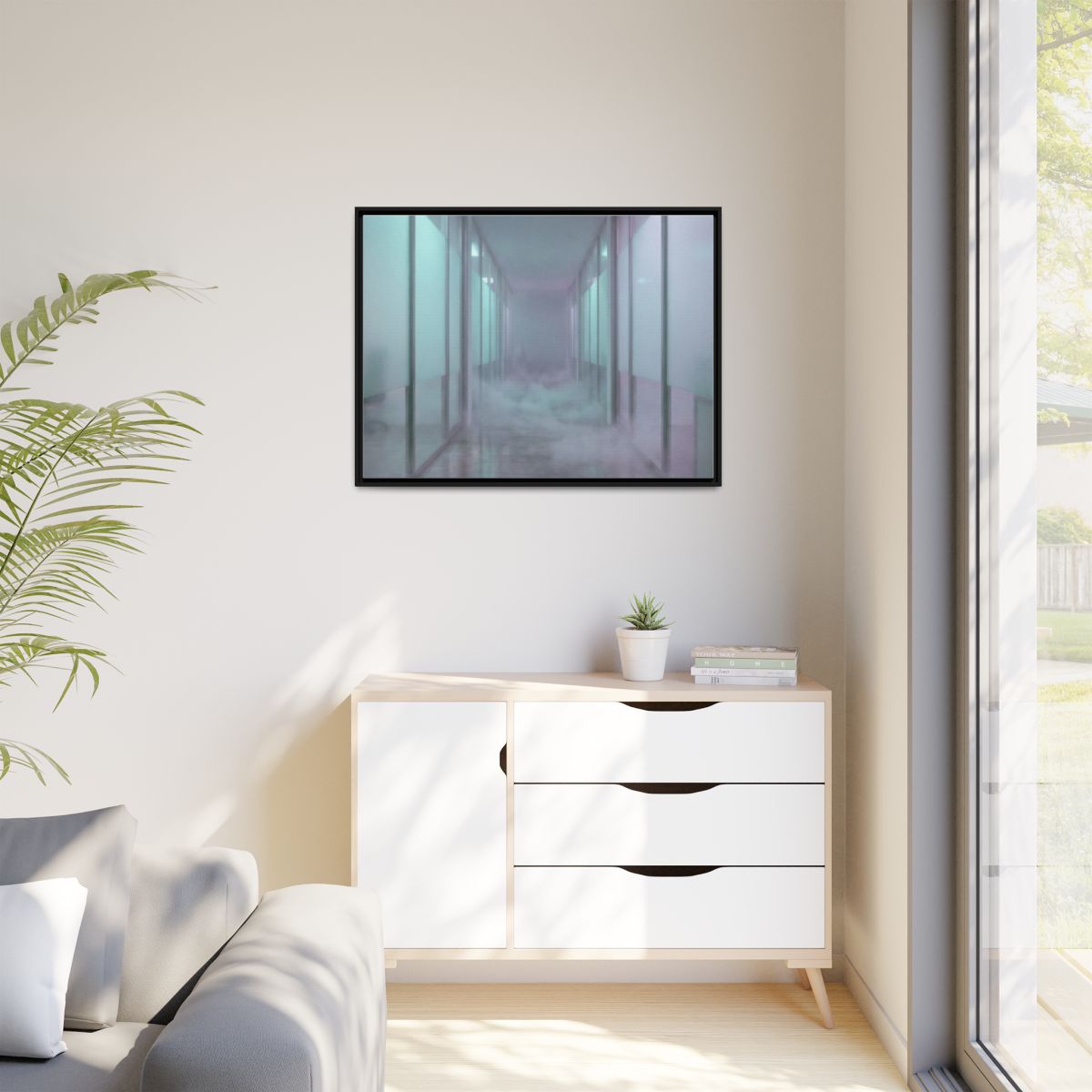 Matte Canvas, Framed - Liminal Corridor Fog Art Print —... |...