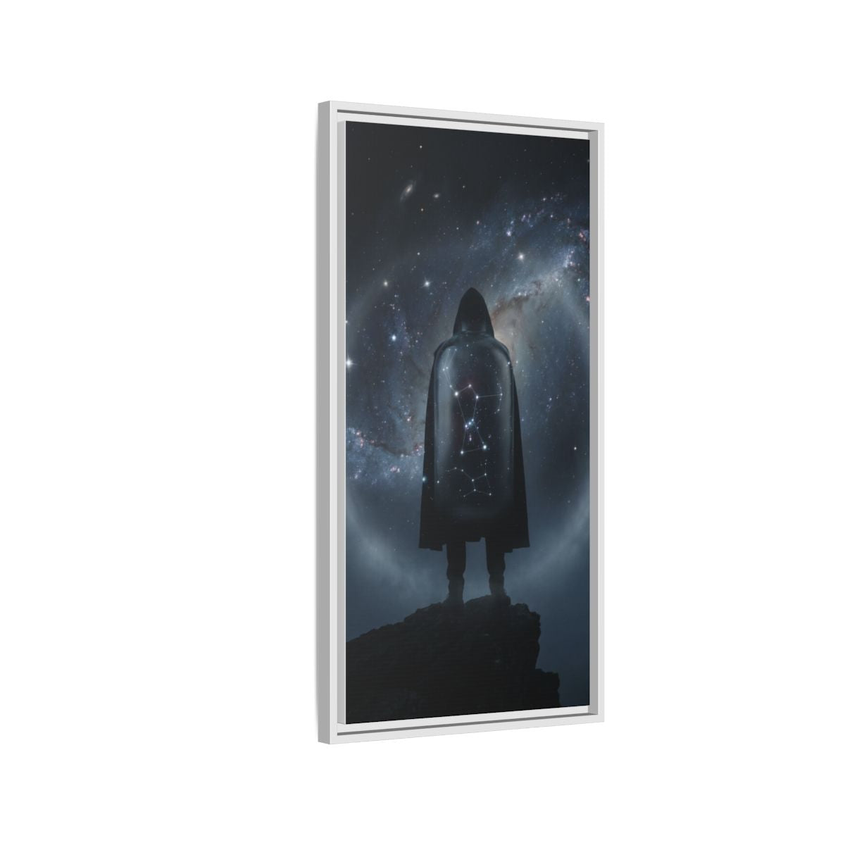 Framed Matte Canvas - Cosmic Sentinel — White / 1.25" (8×10, 9×12, 11×14, 12×16, 10×20, 12×18, 16×20, 16×24, 18×24, 12×36, 20×24, 16×32, 20×30, 24×30, 24×32, 16×48, 24×36, 24×48, 30×40, 20×60, 32×48, 30×60 & 40×60)