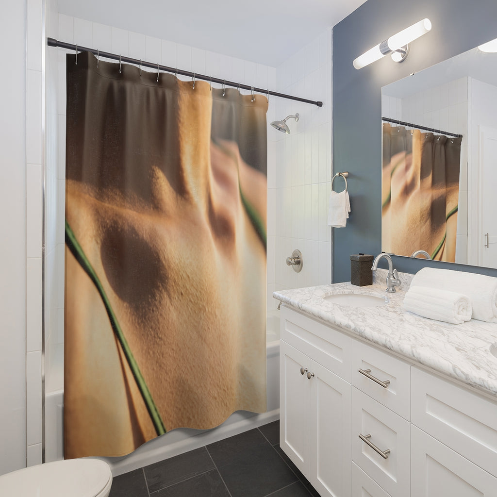 Golden Hour Shower Curtain - Emerald Oasis | Echovira...