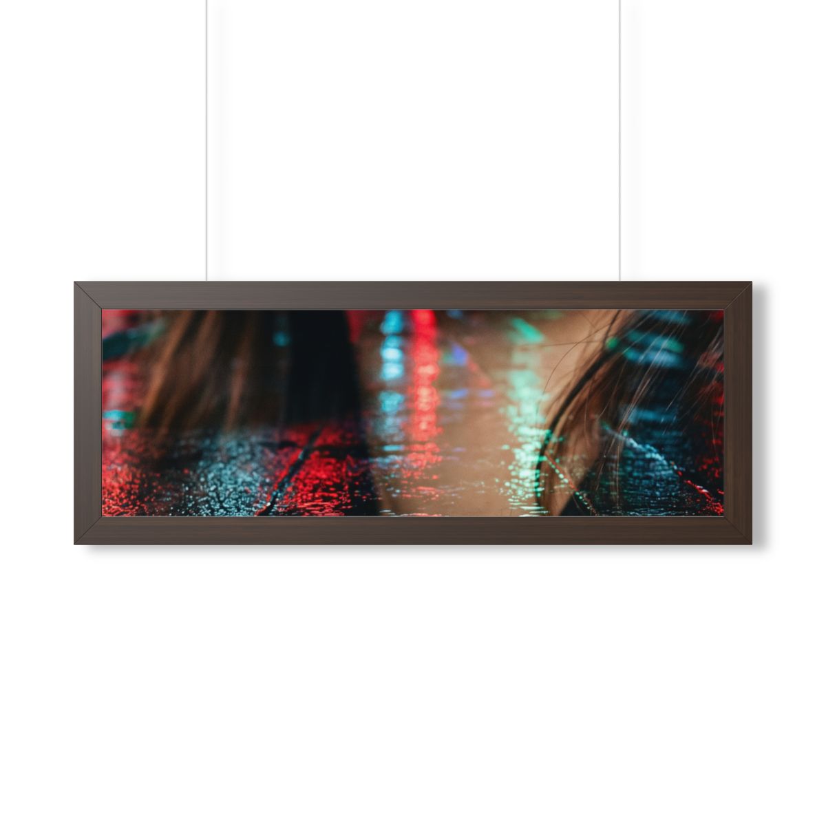 Framed Horizontal Poster - Neon Dreams Rain Portrait —... |...