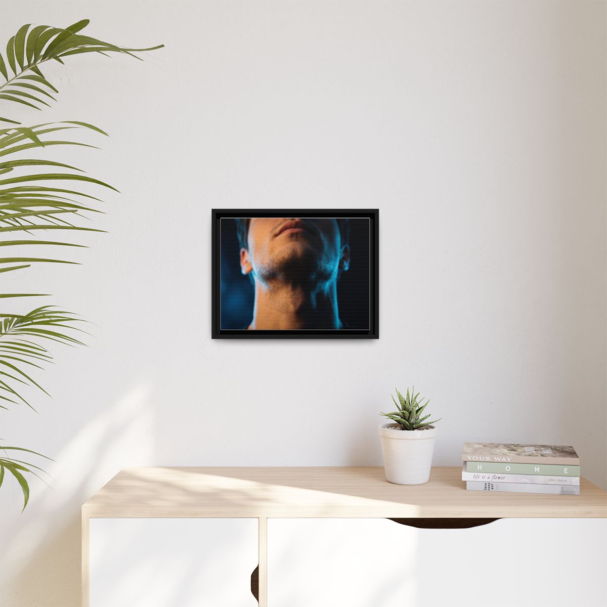 Matte Canvas, Framed - Neon Shadows Cinematic Portrait Art...