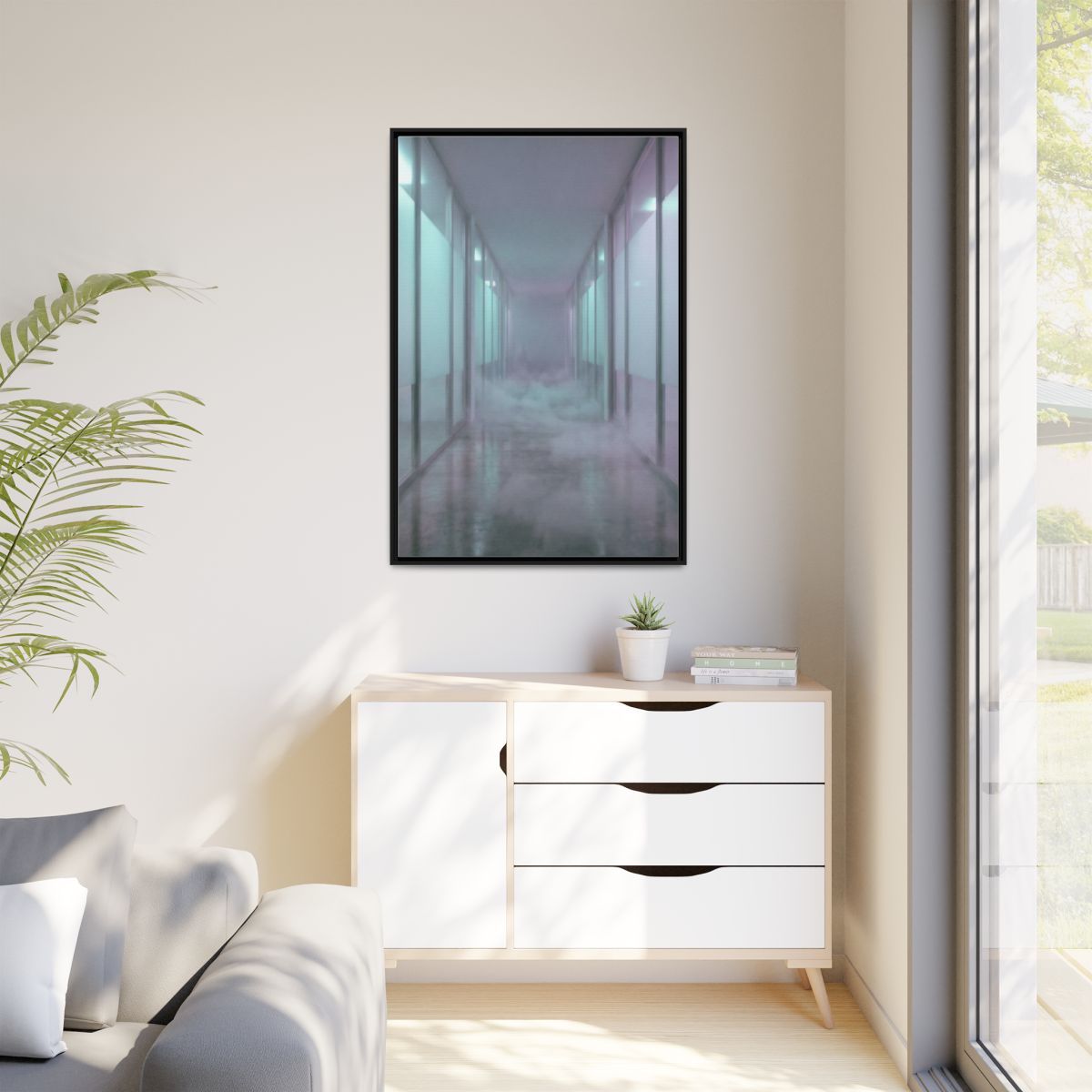 Matte Canvas, Framed - Liminal Corridor Fog Art Print —... |...