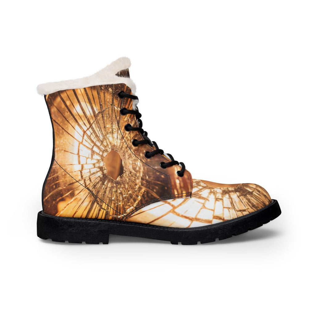 Men's Boots - Golden Fracture Fur & Leather Boots | Echovira...