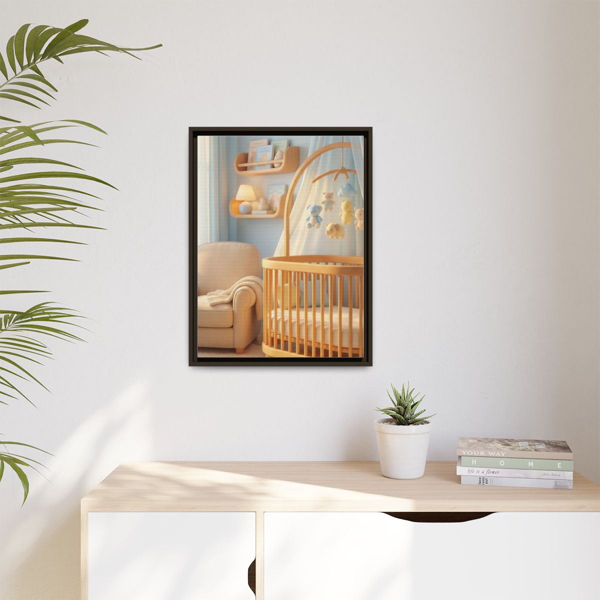 Matte Canvas, Framed - Dreamy Serene Nursery Art — Espresso...