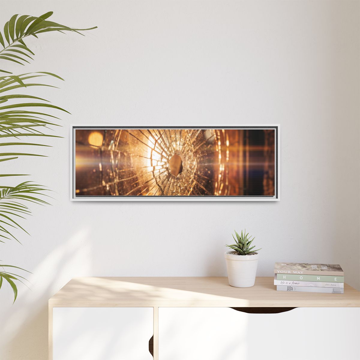 Matte Canvas, Framed - Golden Fractured Art — White / 1.25"...