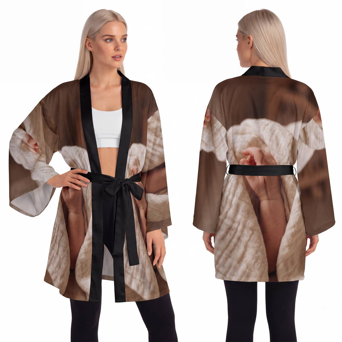 Long Sleeve Kimono Robe - Tender Newborn Hand in Soft Muslin...