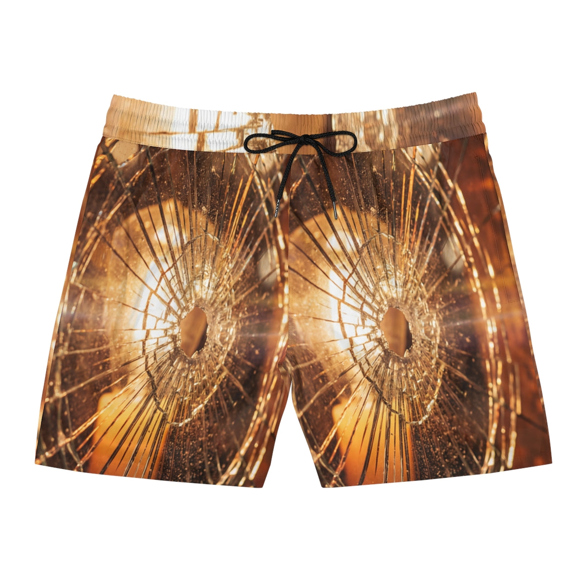 Men's Mid-Length Swim Shorts - Fractured Light Aesthetic......