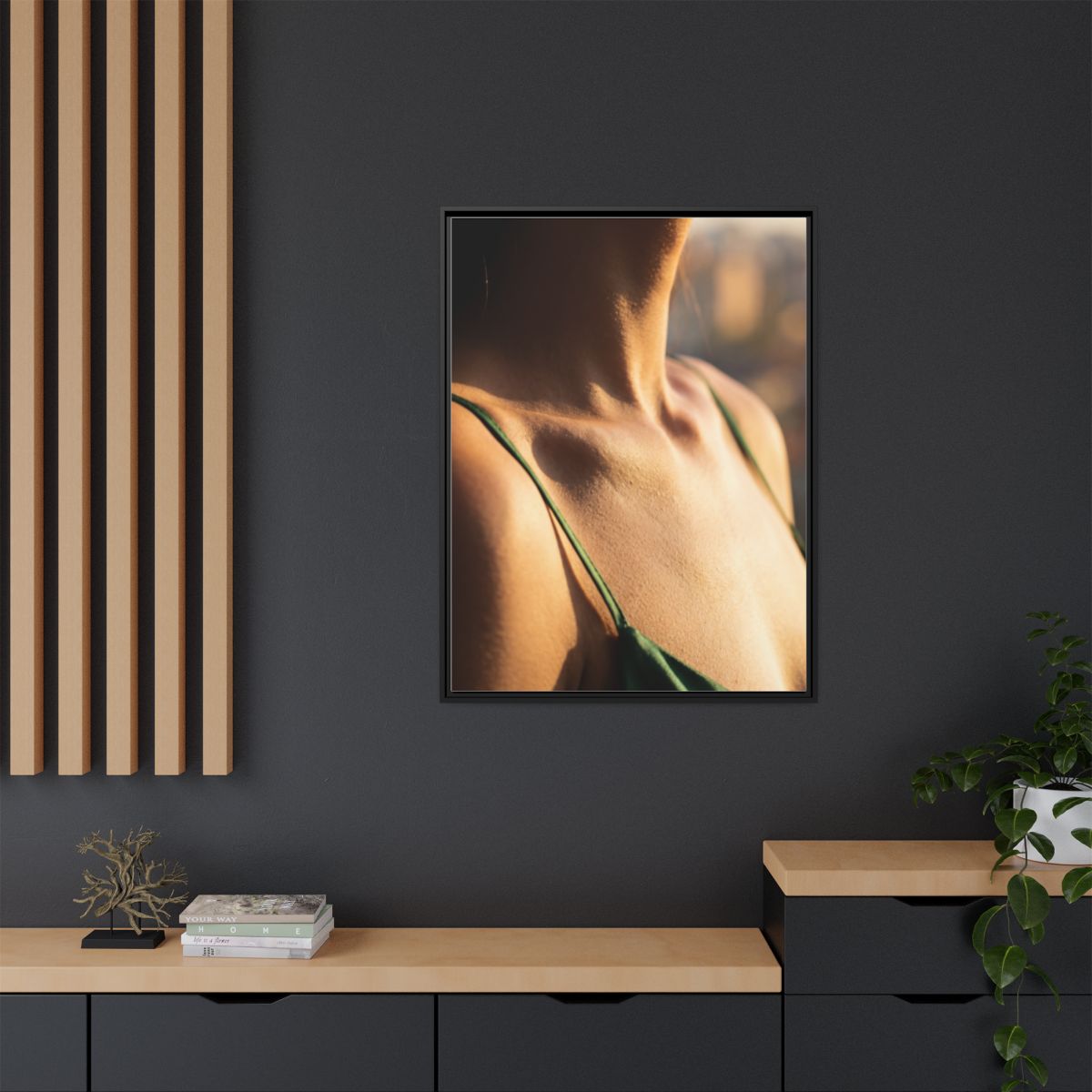 Golden Hour Matte Canvas - Framed Sunset Wall Art — Black /...