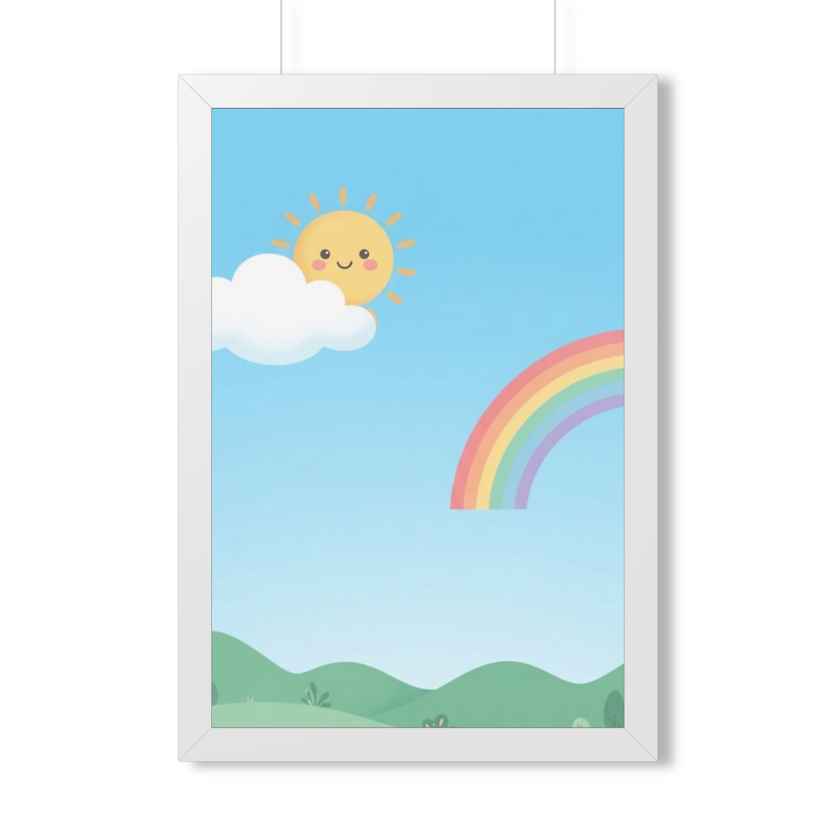 Framed Vertical Poster - Sunlit Meadow View — White (11×14...
