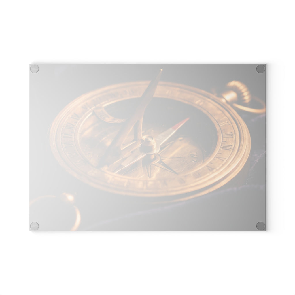 Sundial Compass Dark Glass Cutting Board