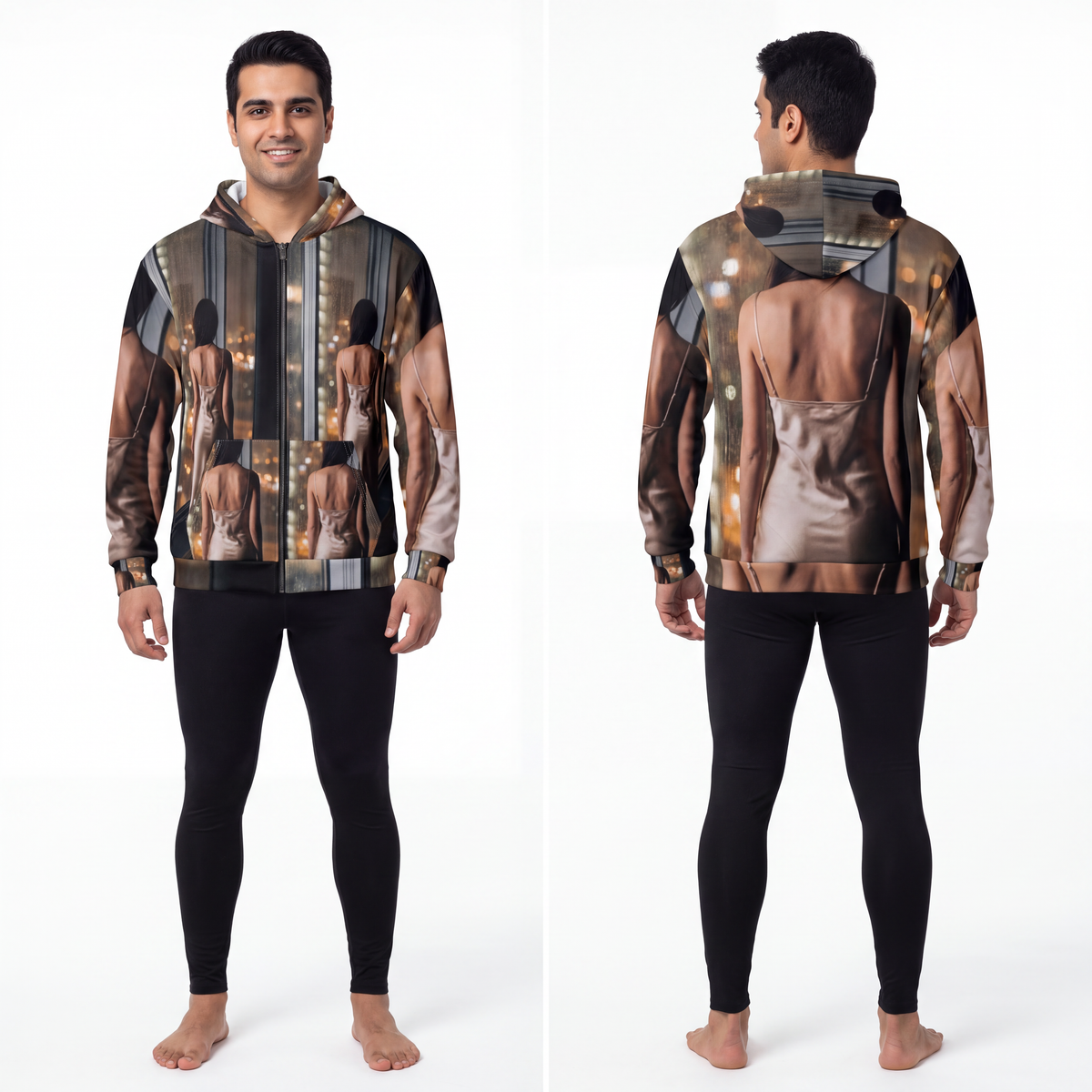 Men's Zip Hoodie - Rainscape Nightscape | Echovira Gallery