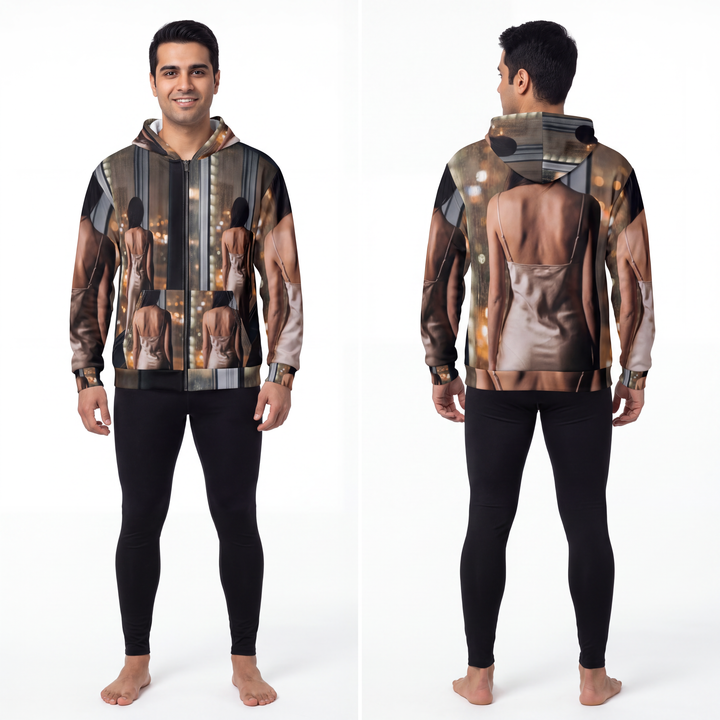 Men's Zip Hoodie - Rainscape Nightscape