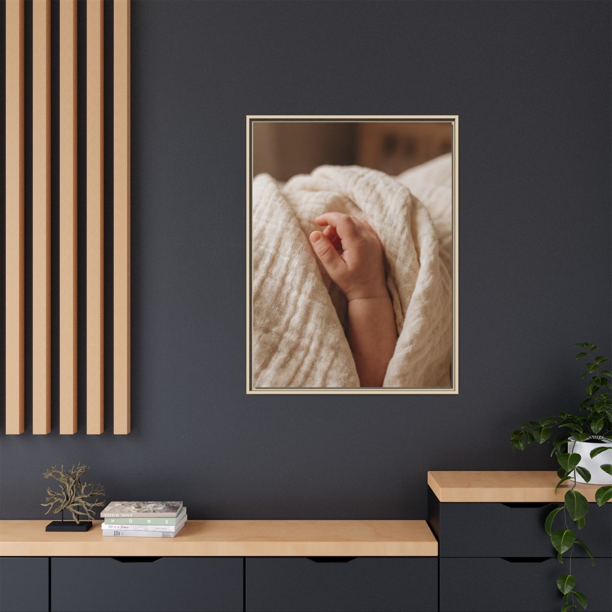 Framed Matte Canvas - Tender Newborn Hand (8×10, 9×12... |...
