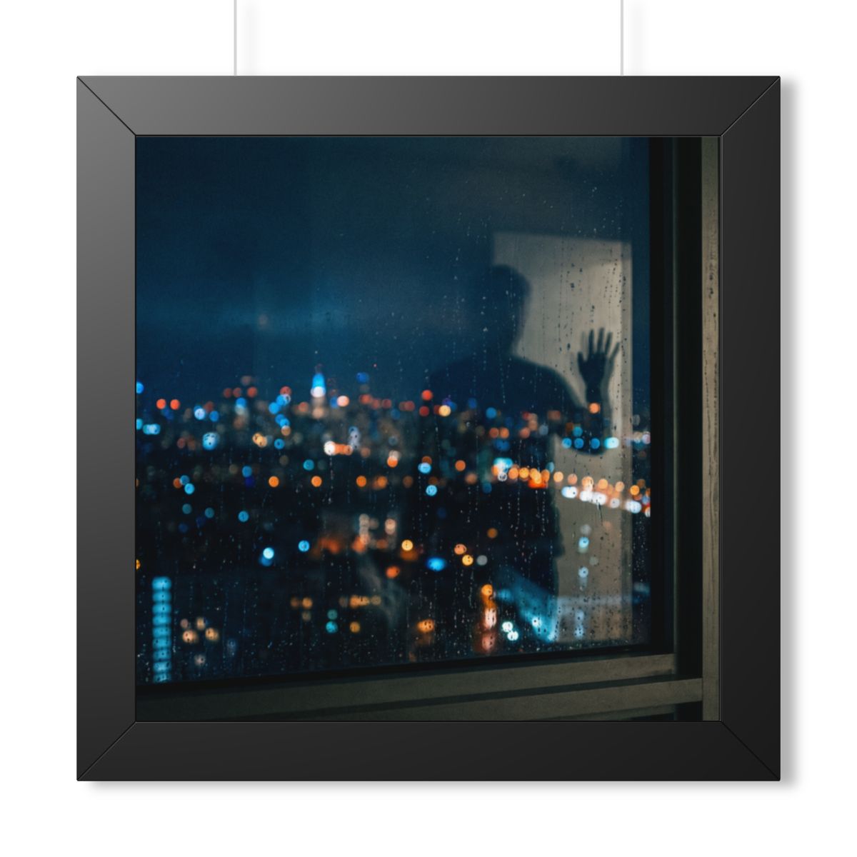 Framed Horizontal Poster - Rainy City Solitude — Black... |...