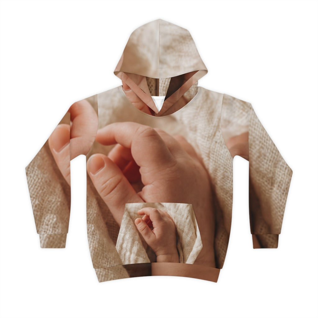 Children's Hoodie - Tender Newborn Hand in Soft Muslin... |...