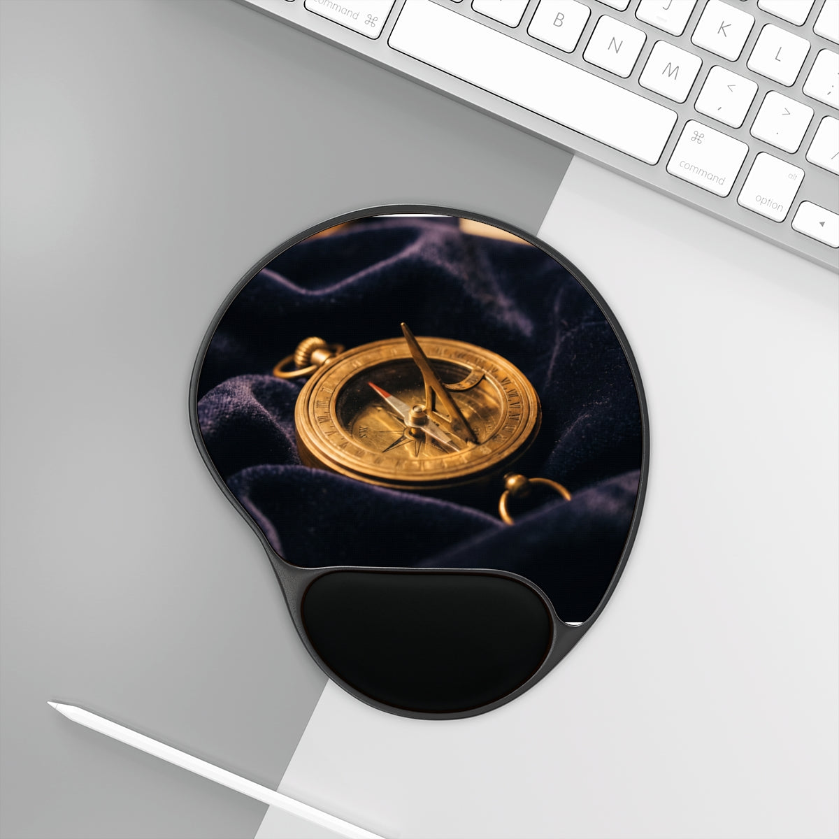 Vintage Brass Sundial Mouse Pad With Wrist Rest