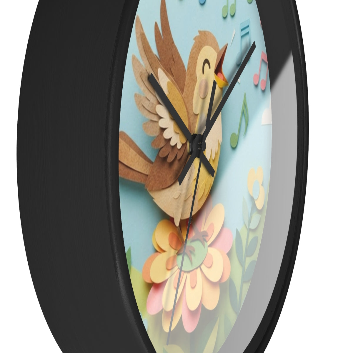 Wall Clock - Papercraft Nightingale Happy Garden Art |...