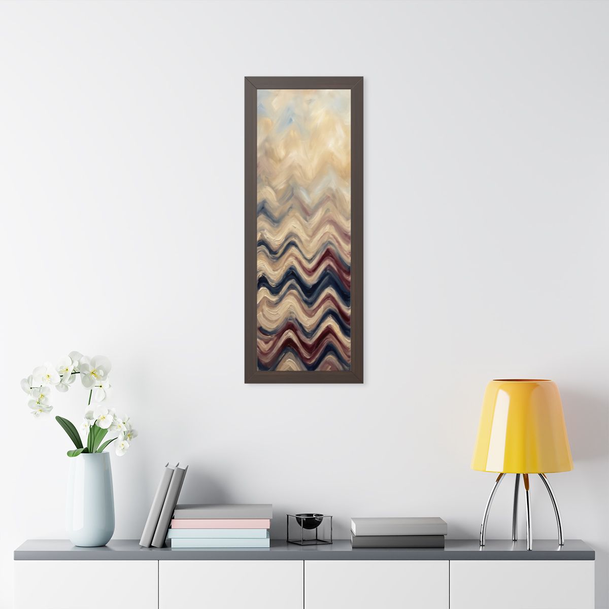 Framed Vertical Poster - Earth Chevron Wave — Walnut (11×14...