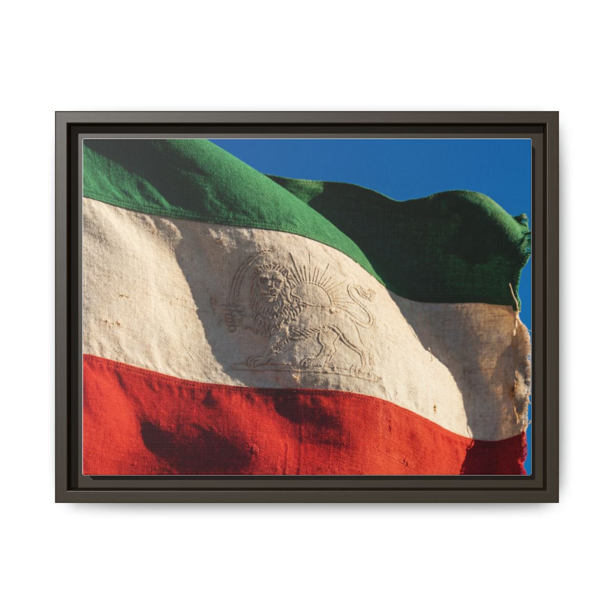 Framed Canvas Art - Distressed Flag — Espresso / 1.25"
