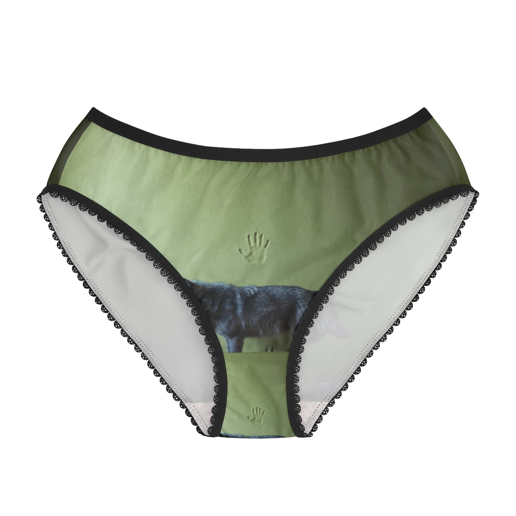 Women's Briefs with Moody Wolf Wildlife Art