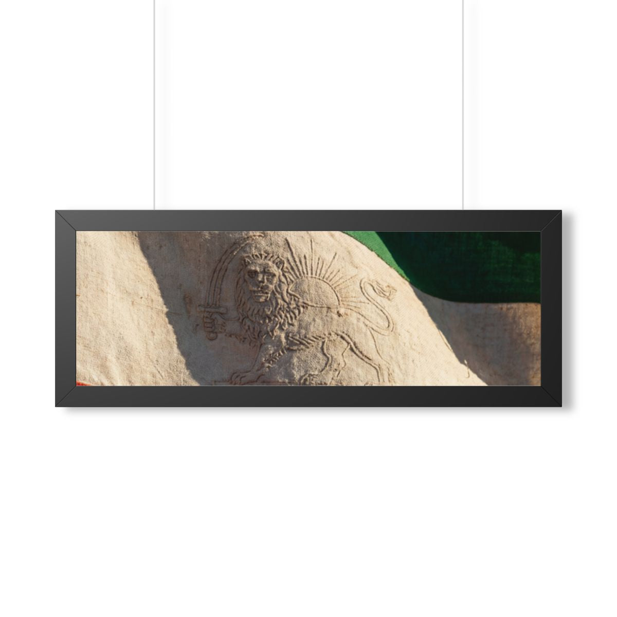 Framed Horizontal Poster - Vintage Persian Lion and Sun Flag...