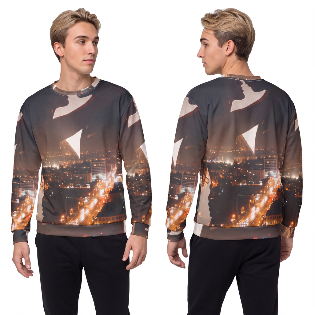 Men's Sweatshirt - City Twilight Lights | Echovira Gallery