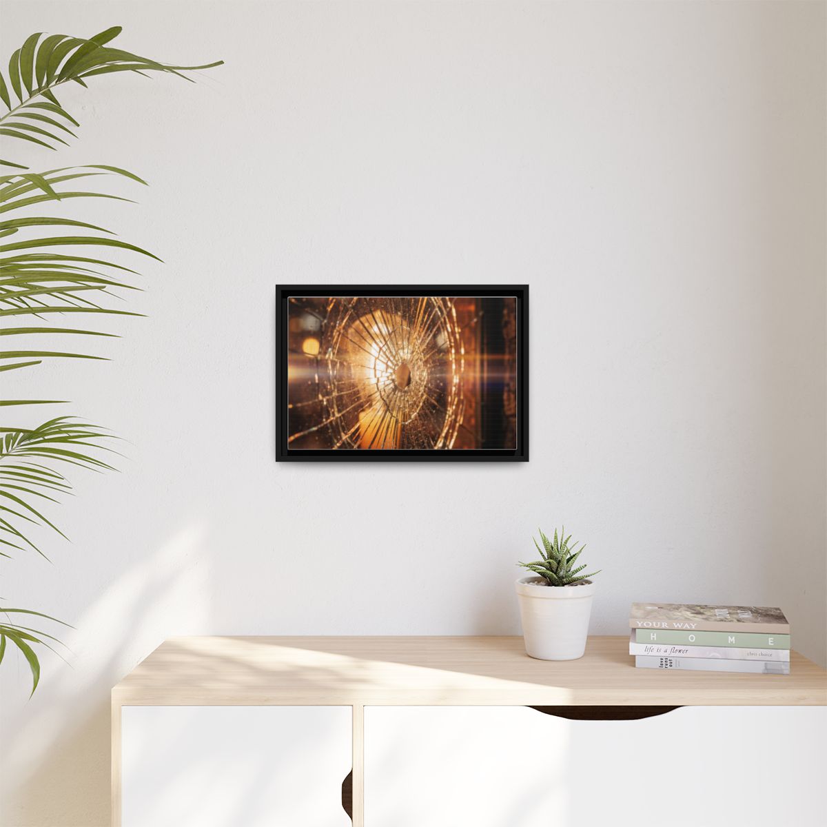 Matte Canvas, Framed - Golden Fractured Art — Black / 1.25"...