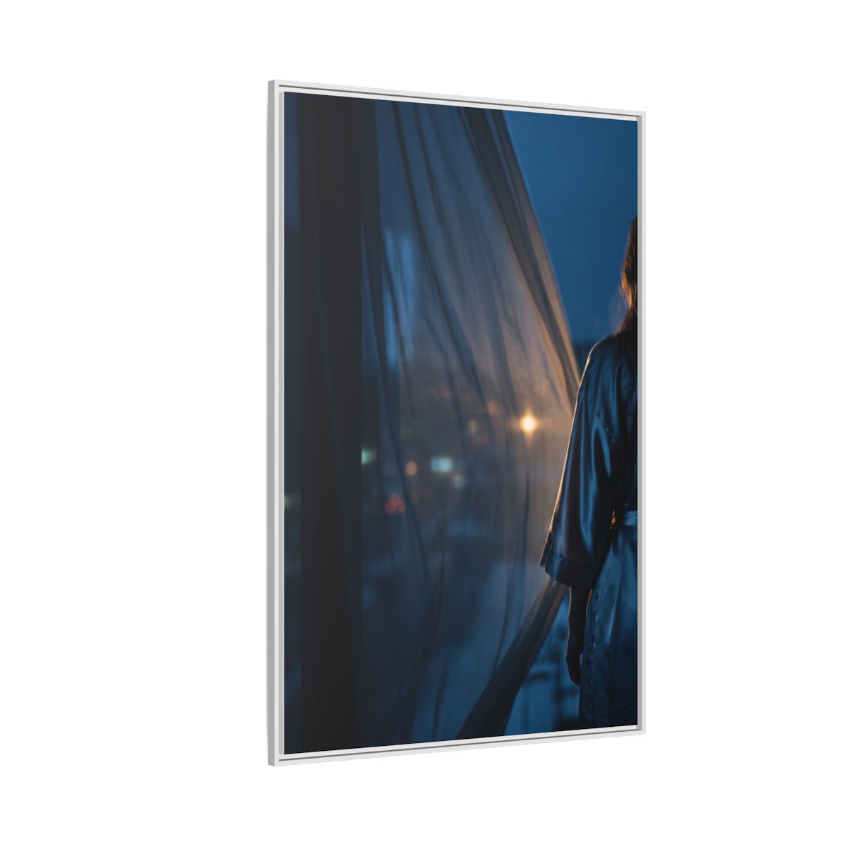 Matte Canvas, Framed - Nocturnal Solitude Silhouette — White / 1.25" (8×10, 9×12, 11×14, 12×16, 10×20, 12×18, 16×20, 16×24, 18×24, 12×36, 20×24, 16×32, 20×30, 24×30, 24×32, 16×48, 24×36, 24×48, 30×40, 20×60, 32×48, 30×60 & 40×60)