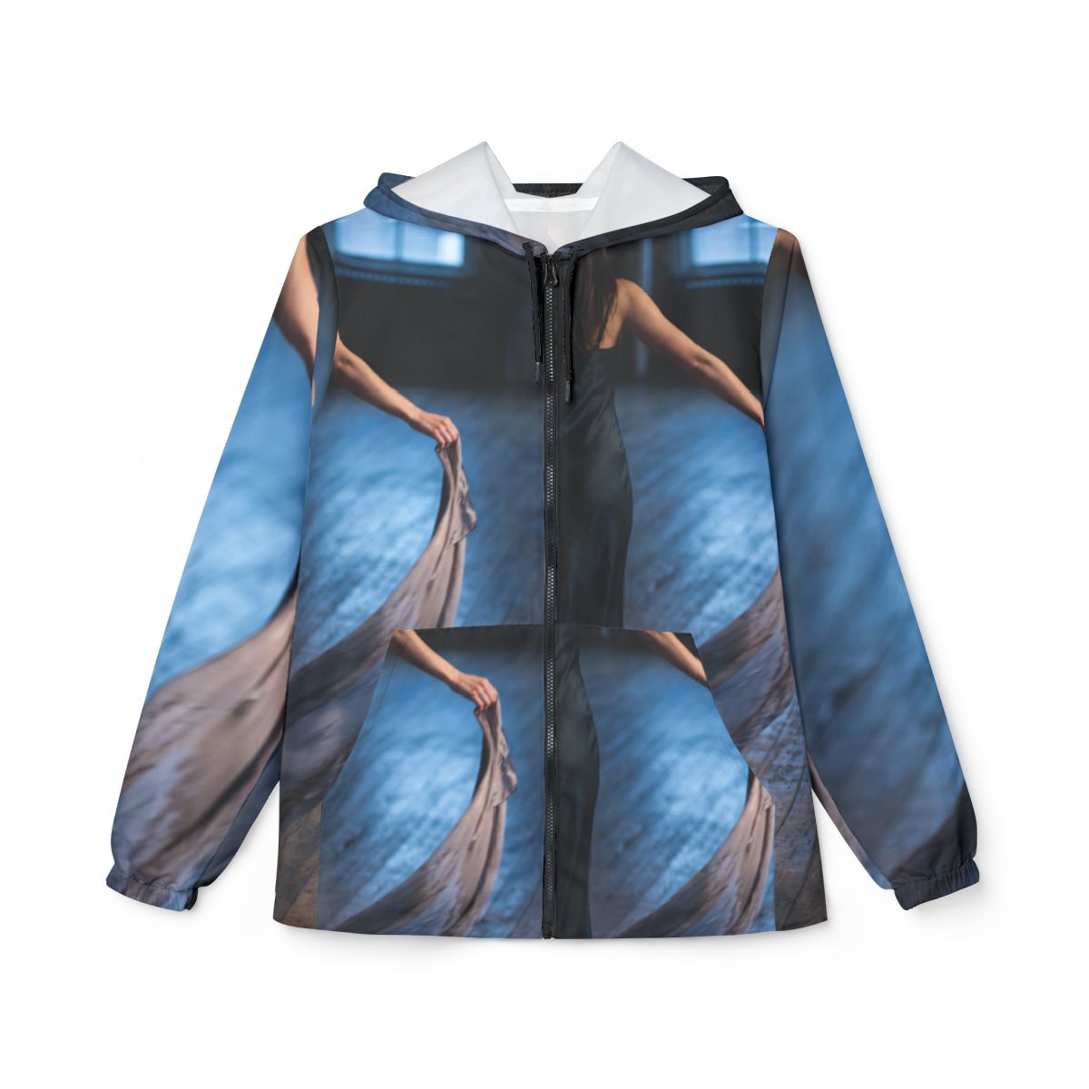 Women's Windbreaker Jacket with Silk Portrait Art