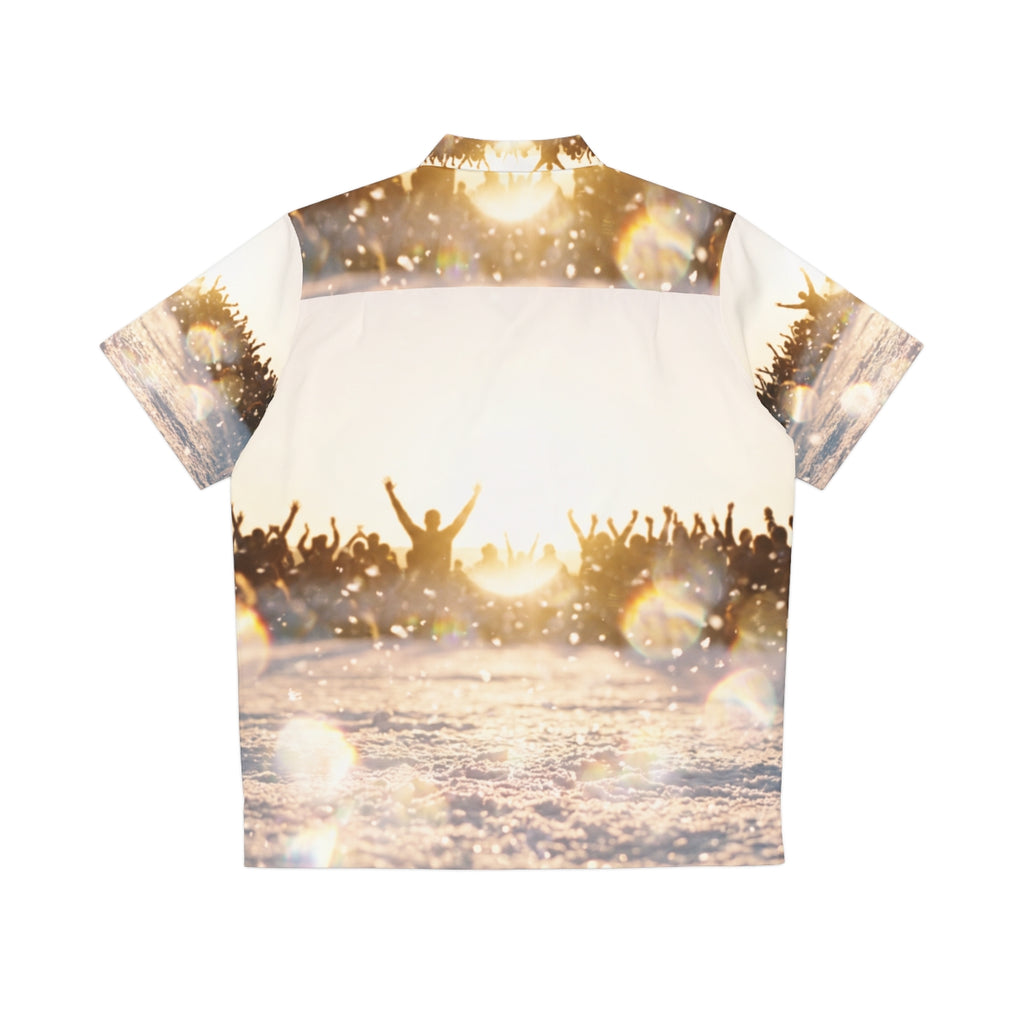 Men's Hawaiian Shirt with Golden Hour Crowd Art