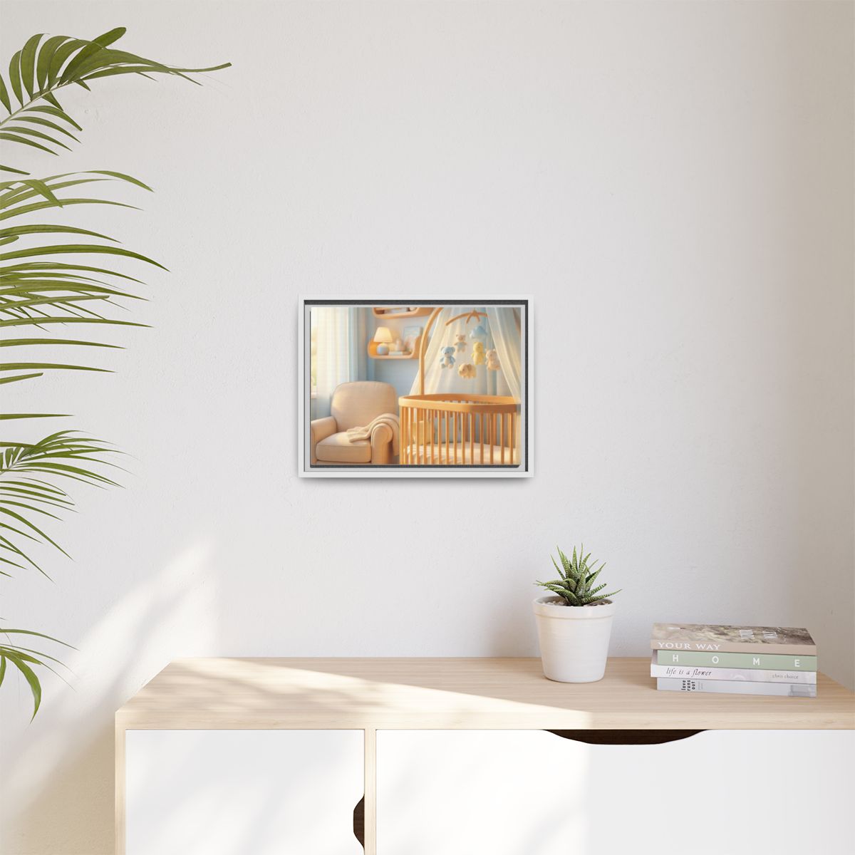 Matte Canvas, Framed - Dreamy Serene Nursery Art — White /...