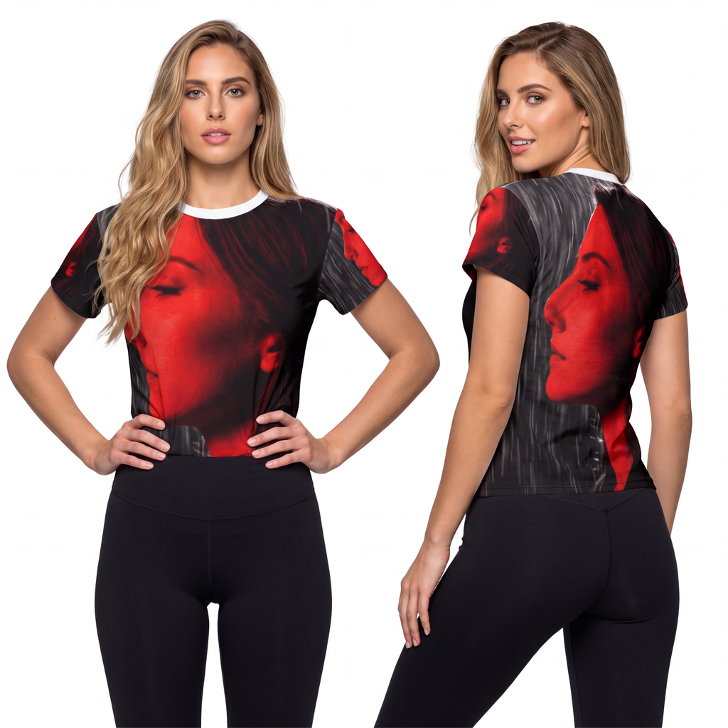 Women's Cut & Sew Tee - Crimson Rain Noir | Echovira Gallery