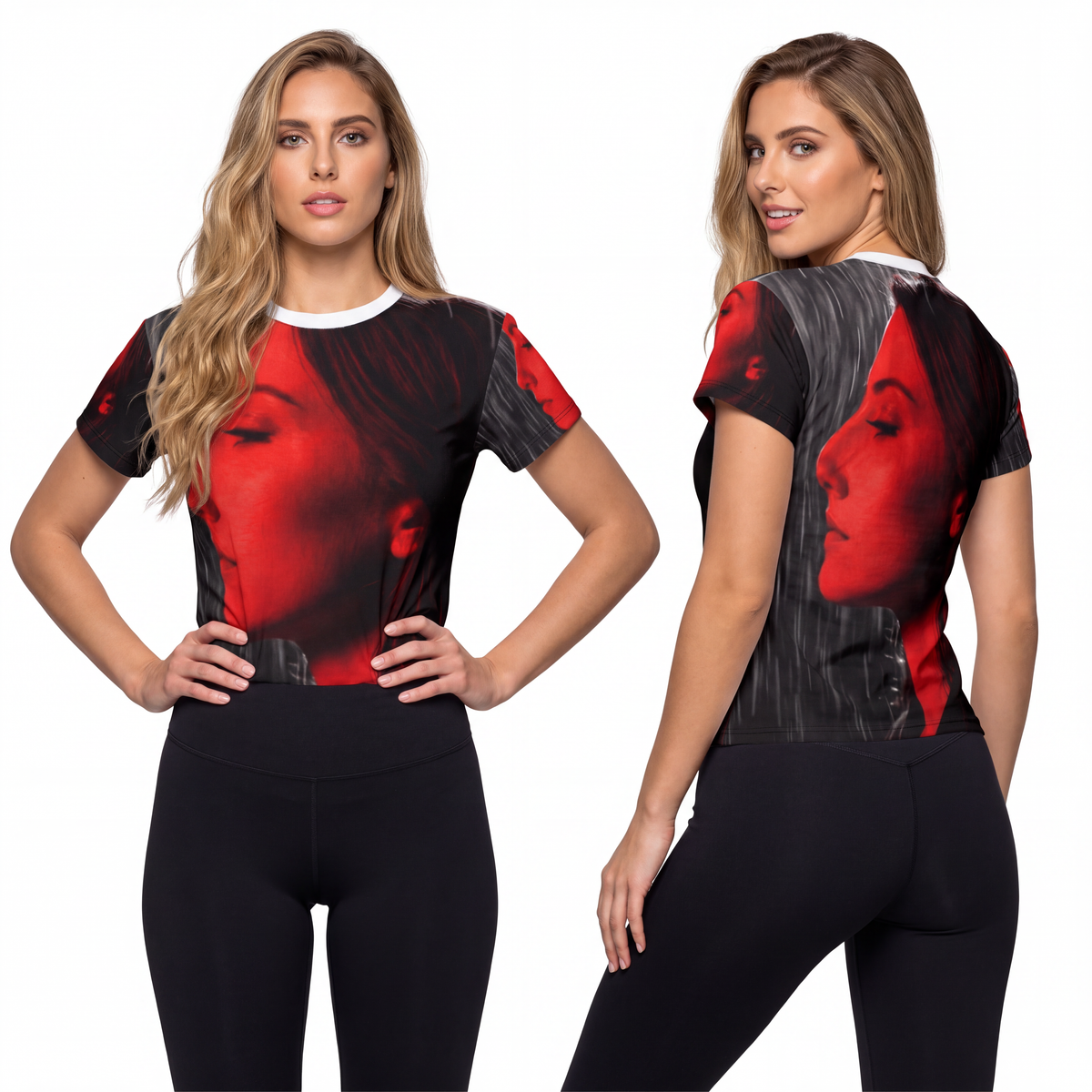 Women's Cut & Sew Tee - Crimson Rain Noir | Echovira Gallery