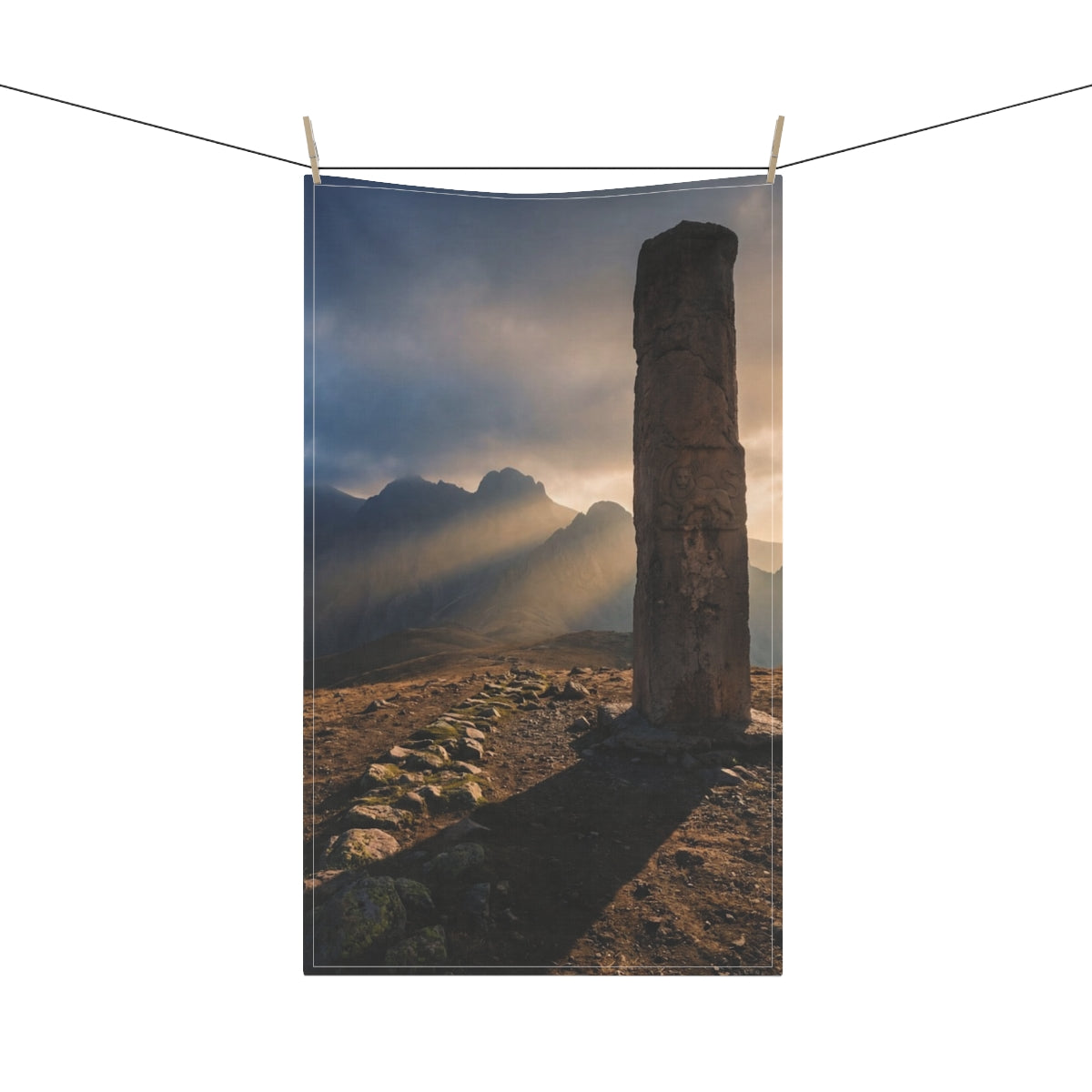 Tea Towels - Mystic Monolith Ancient Persian Mountain Art |...