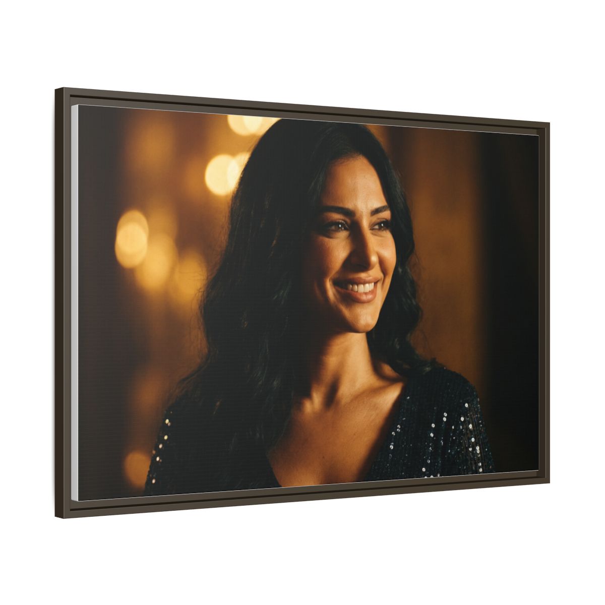 Framed Canvas Art - Golden Glamour — Espresso / 1.25"
