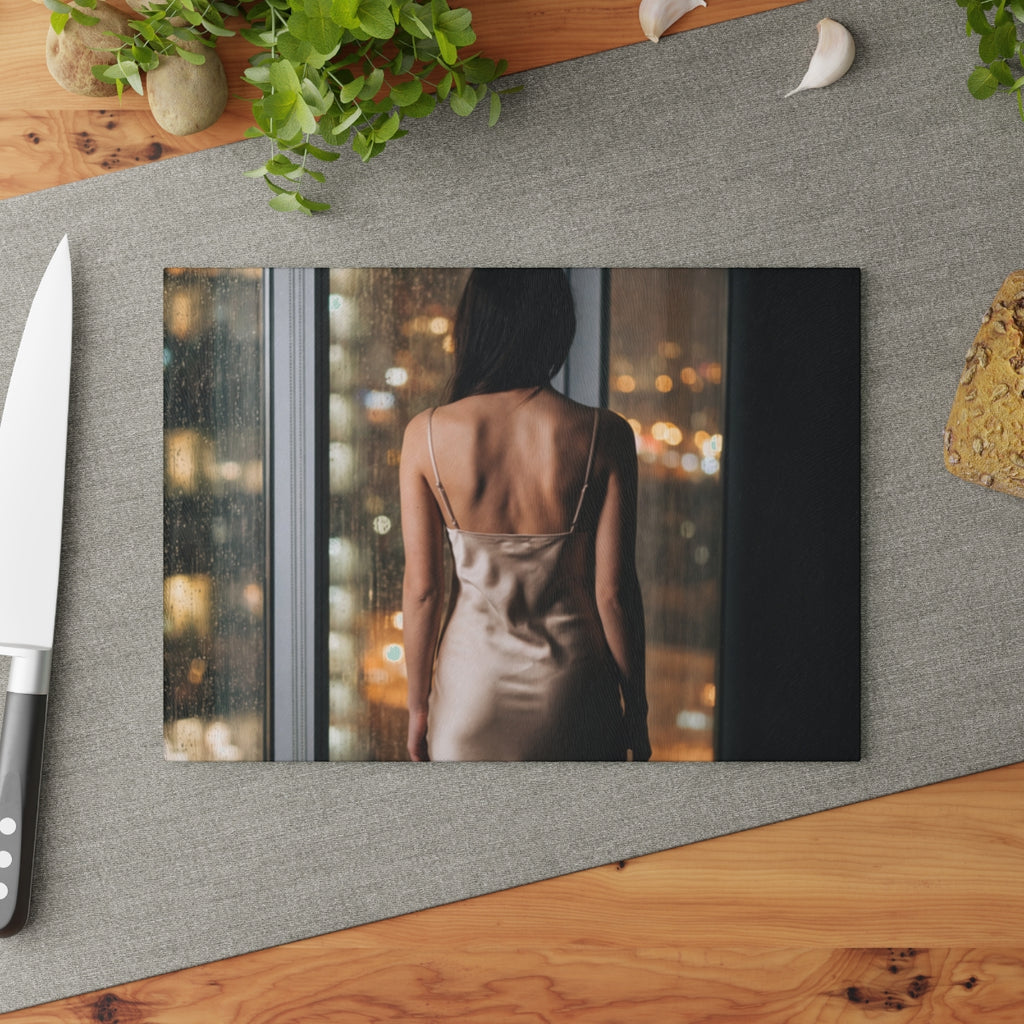 Glass Cutting Board - Cinematic City Glow