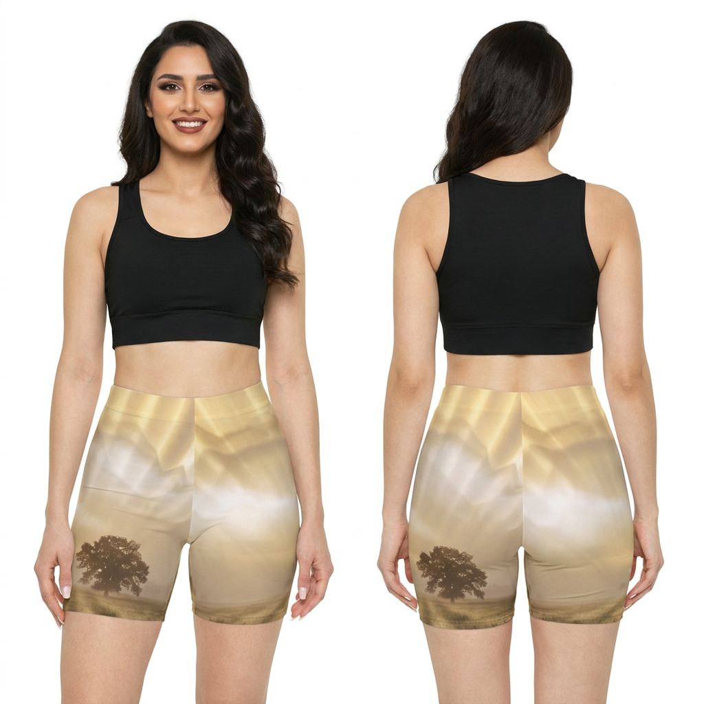 Golden Dawn Lone Tree Women's Biker Shorts