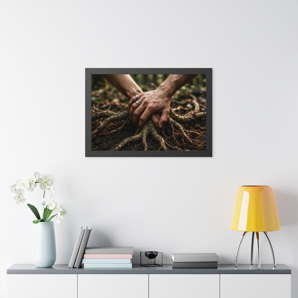 Framed Horizontal Poster with Earth Roots Art