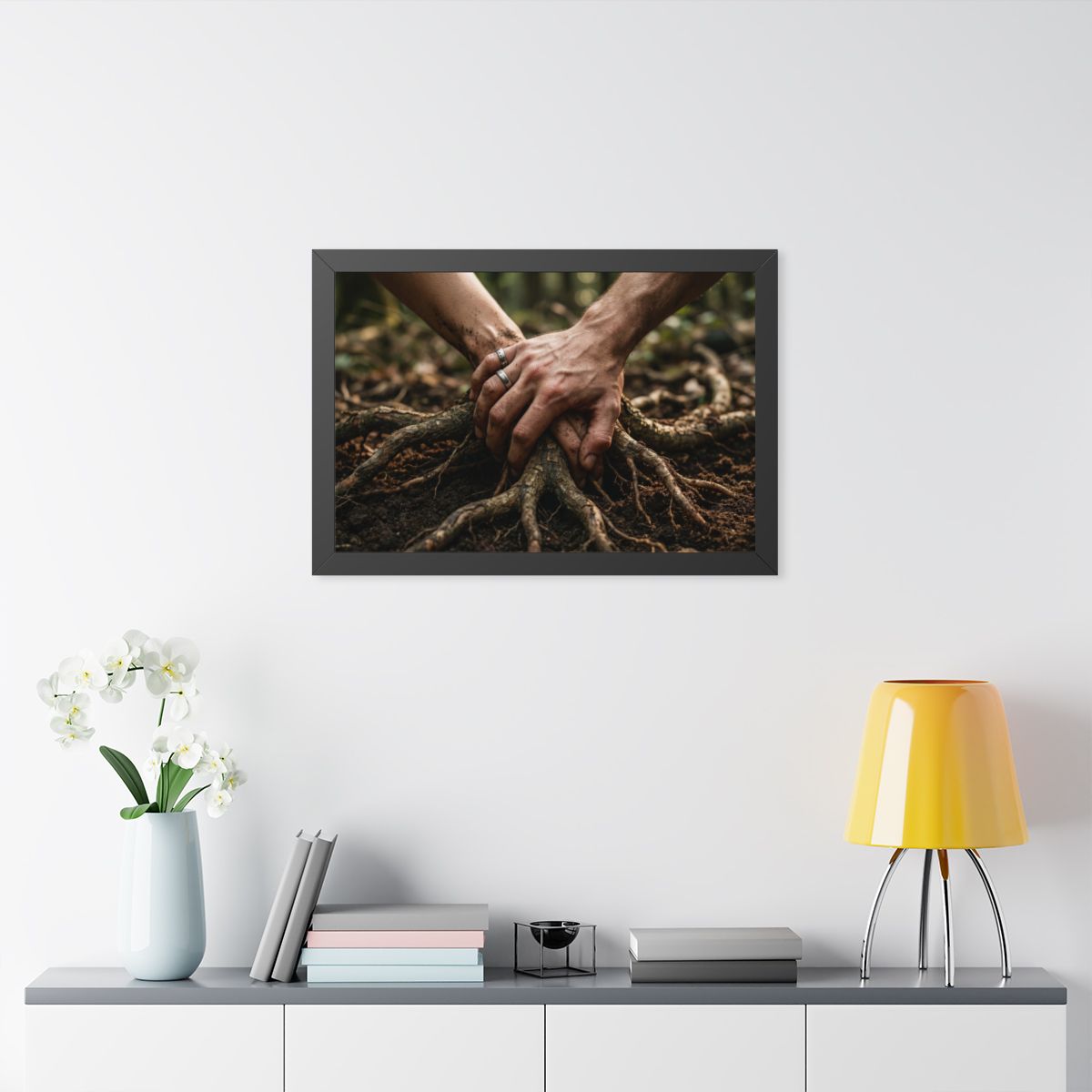 Framed Horizontal Poster with Earth Roots Art
