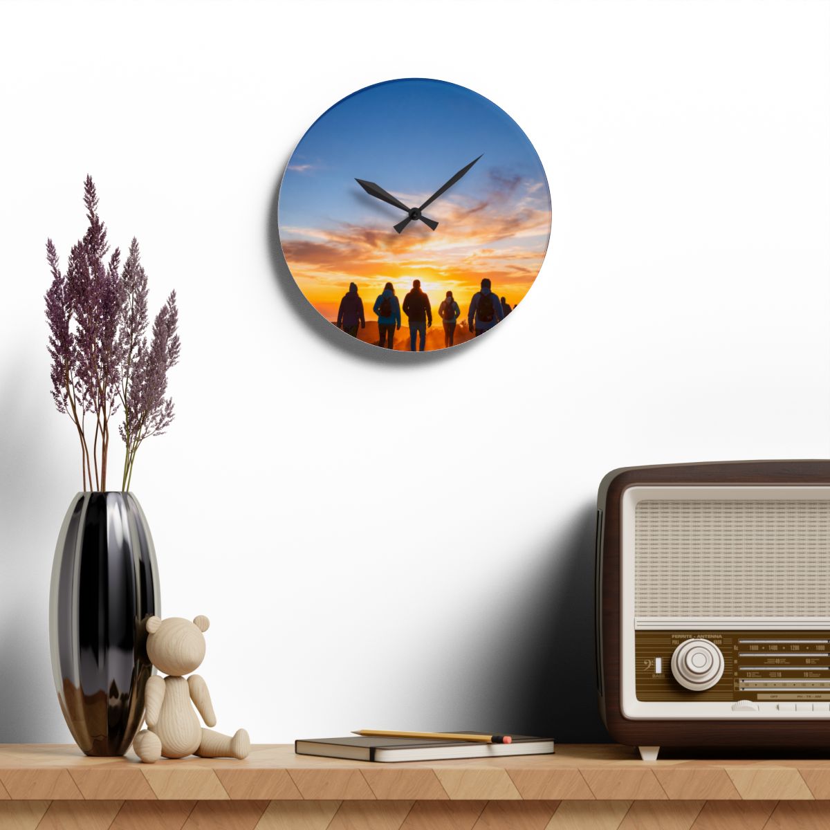 Acrylic Wall Clock - Sunset Horizon