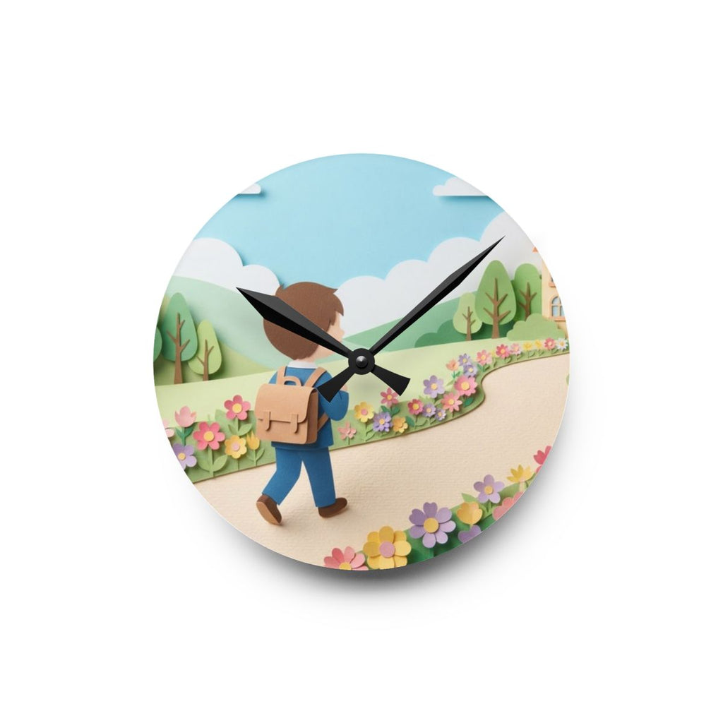 Acrylic Wall Clock - School Bell Meadow | Echovira Gallery