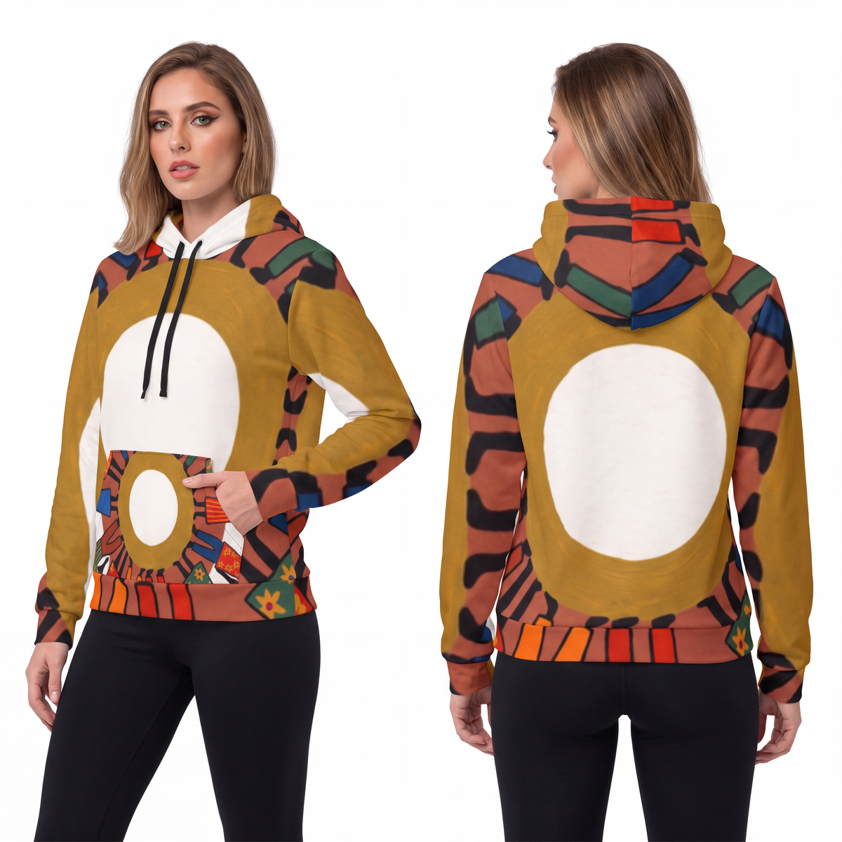 Athletic Hoodie - Unity Mandala Folk Art | Echovira Gallery