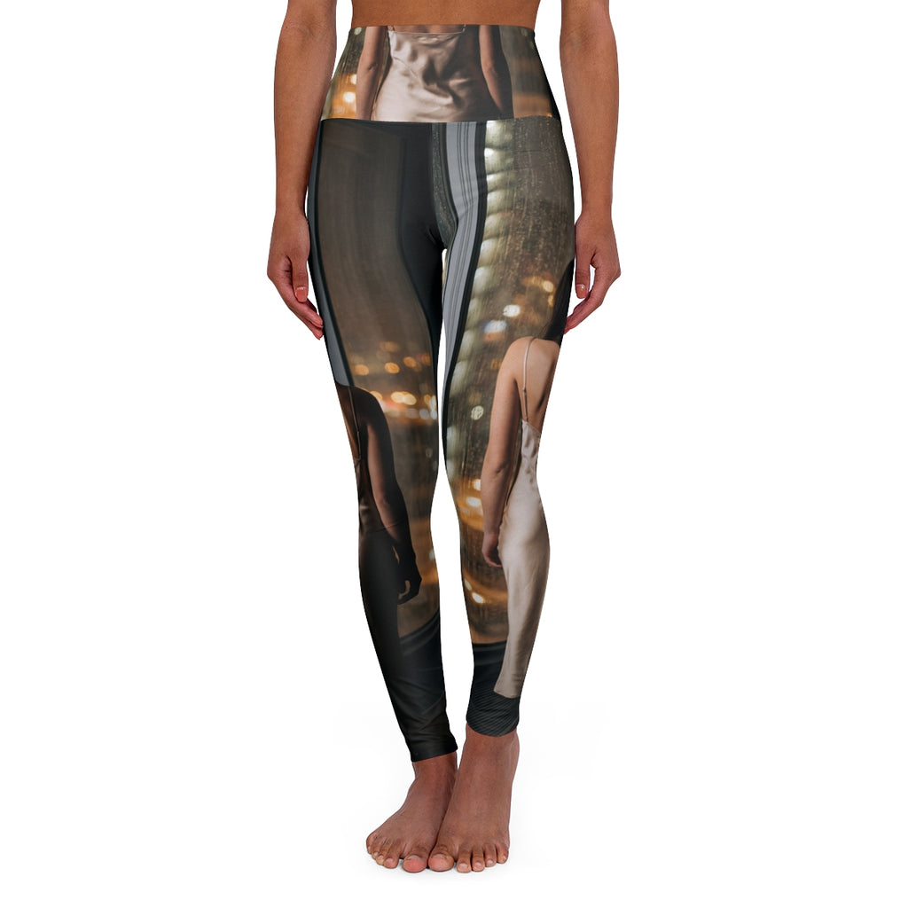 High Waisted Yoga Leggings - City Rain