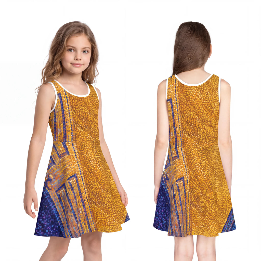 Girls' Sleeveless Sundress with Golden Portal Art