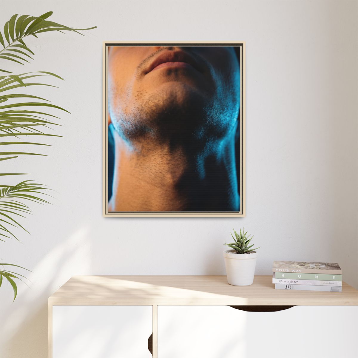 Matte Canvas, Framed - Neon Shadows Cinematic Portrait Art...