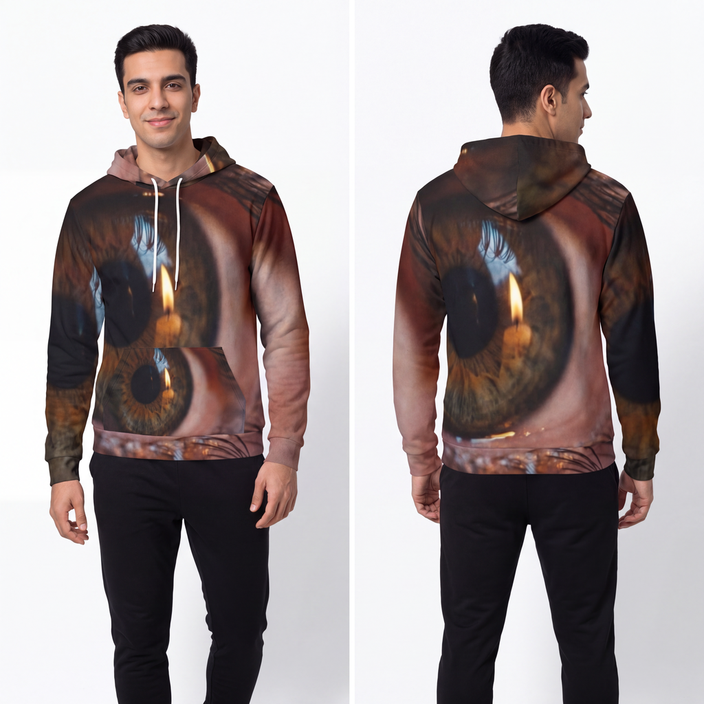 Men's Fashion Hoodie - Amber Iris Reflection Fine Art Print...