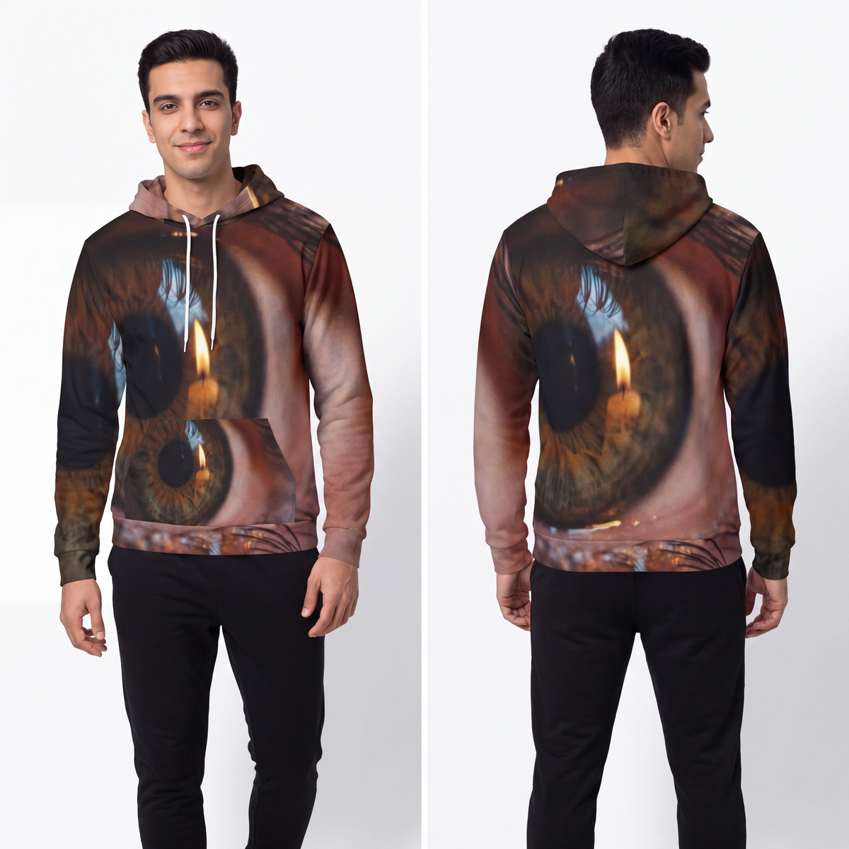 Men's Fashion Hoodie - Amber Iris Reflection Fine Art Print...