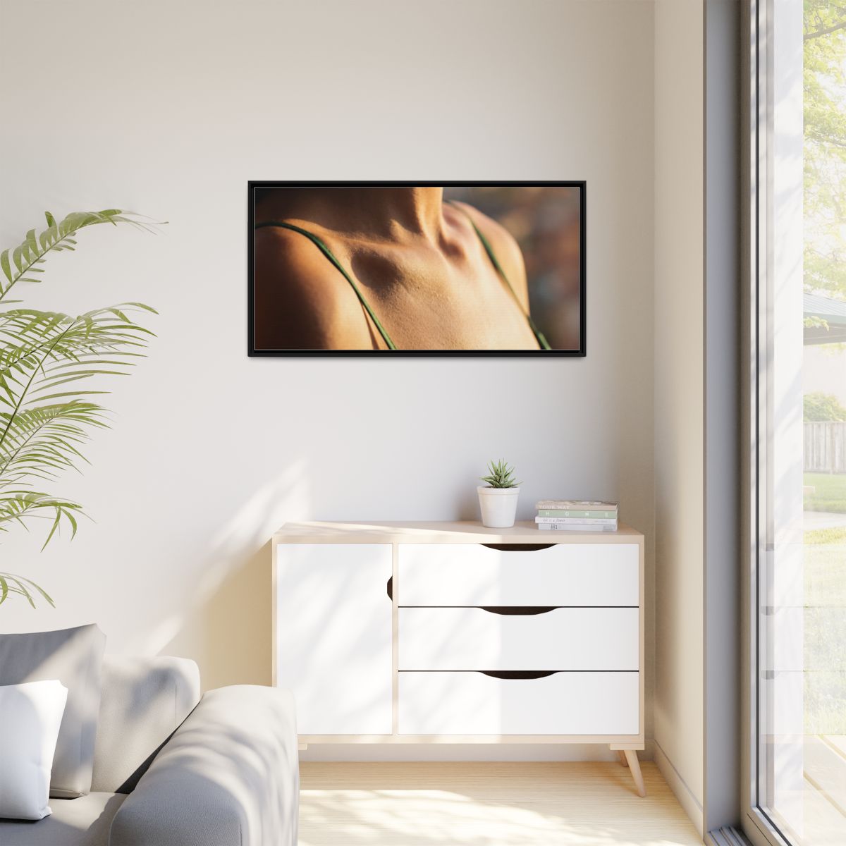 Golden Hour Matte Canvas - Framed Sunset Wall Art — Black /...