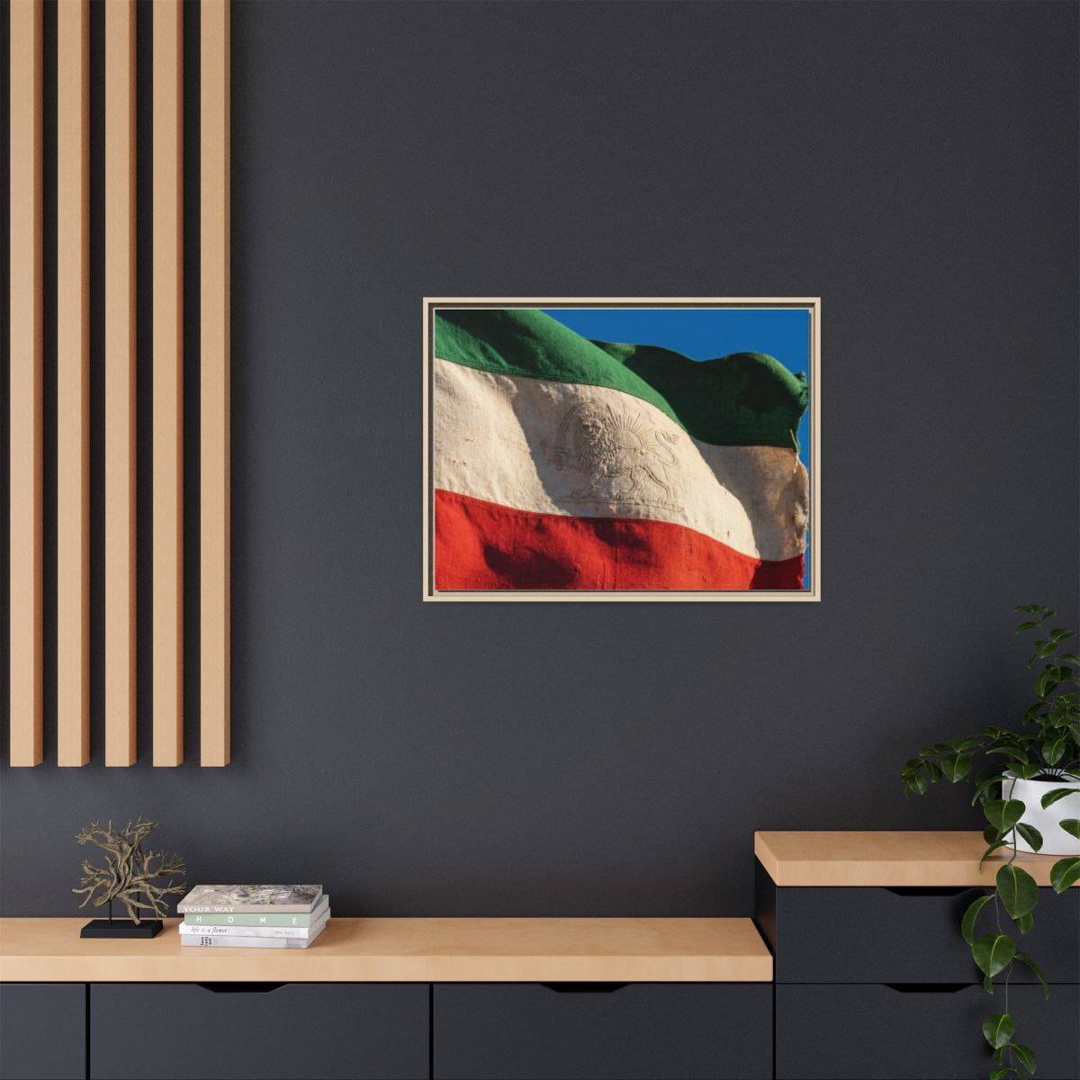 Framed Canvas Art - Distressed Flag — Natural / 1.25"